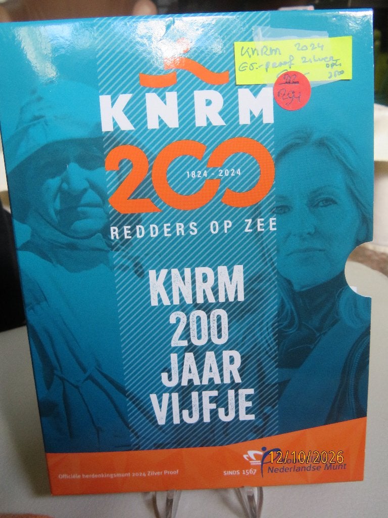 N0.294- KNRM 200Jr. Redders op zee Proof vijfje zilver 2024, Koningin Beatrix, Zilver, Euro's, Ophalen of Verzenden