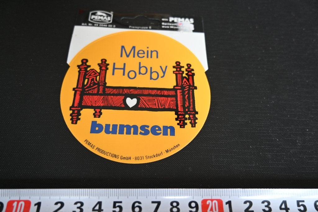 sticker Mein Hobby  Bumsen, Ophalen, Zo goed als nieuw