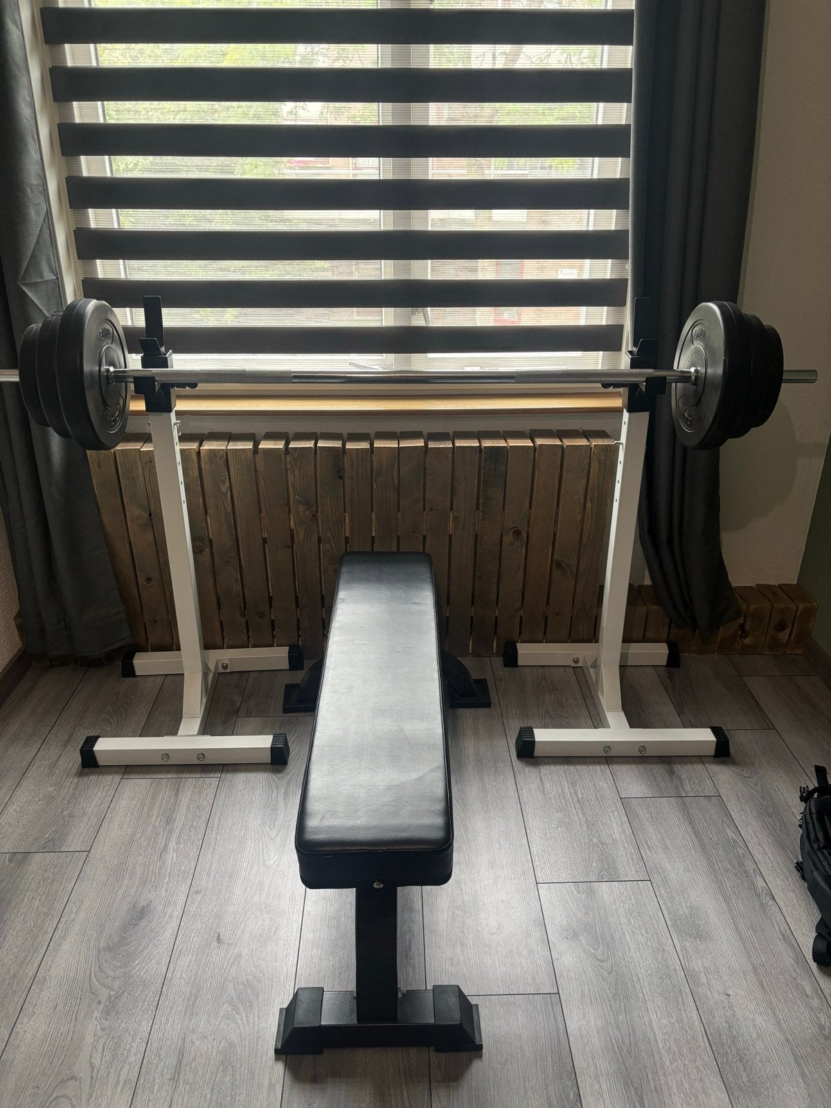 Halterrek met halter, gewichten en bankje, Sport en Fitness, Ophalen, Halterset
