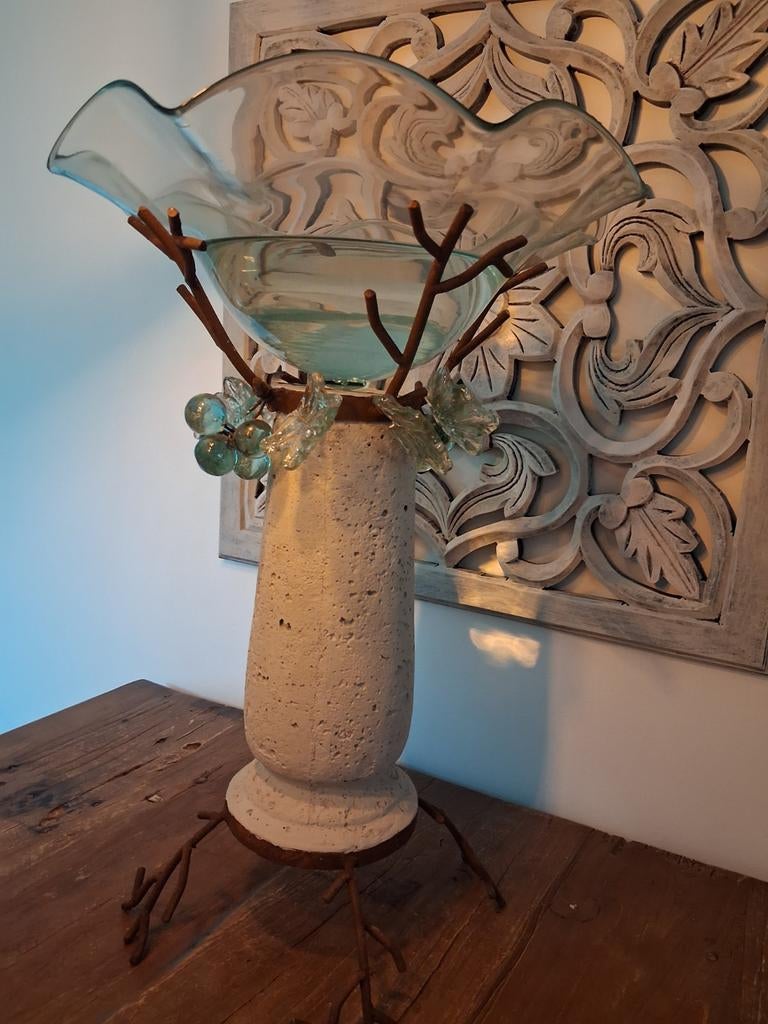 Maison Jansen-stijl kunstobject met glazen schaal, Ophalen of Verzenden