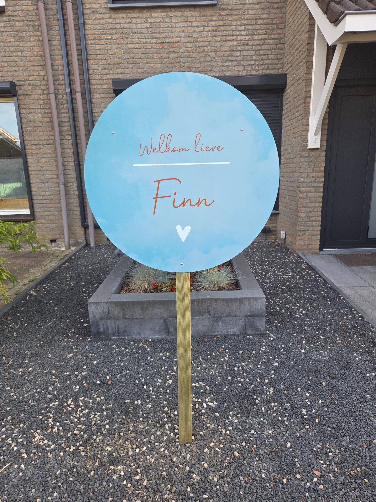 Geboortebord met naam Finn, Ophalen, Zo goed als nieuw, Geboortebord