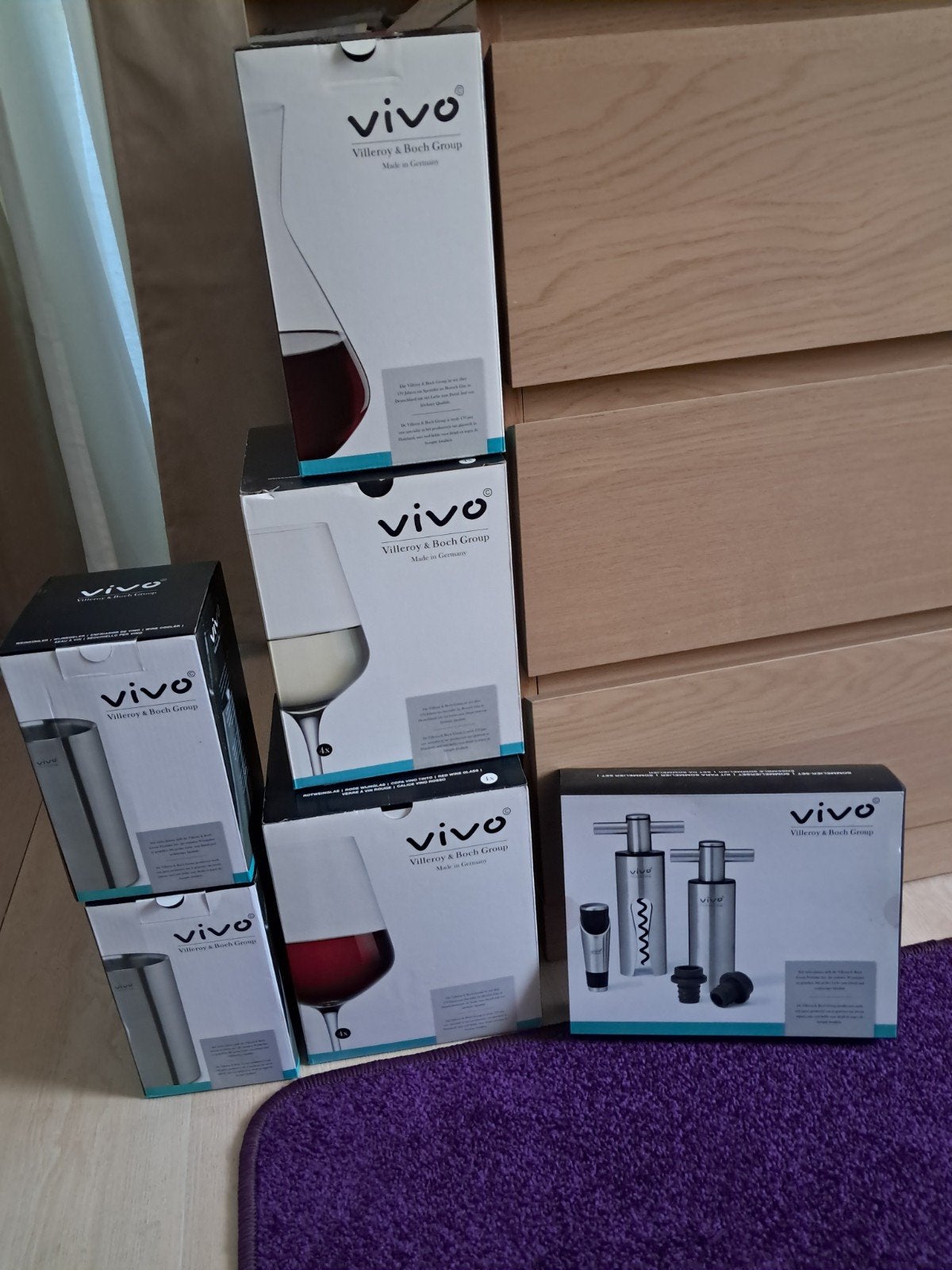 VIVO wijnglazen + decanter + wijnkoelers + sommelierset, Ophalen, Glas of Glazen, Nieuw, Glas