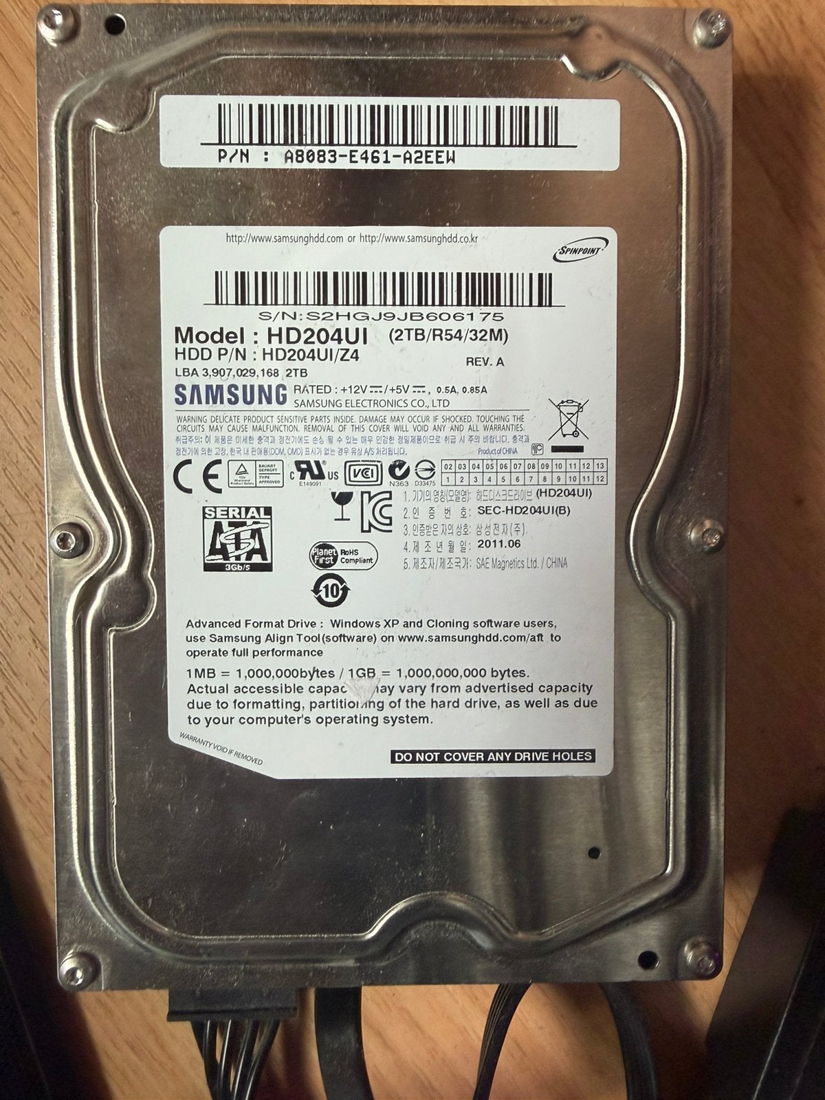 Tweemaal 2TB samsung HDD zie omschrijving, Ophalen, Intern, Gebruikt, 3.5"