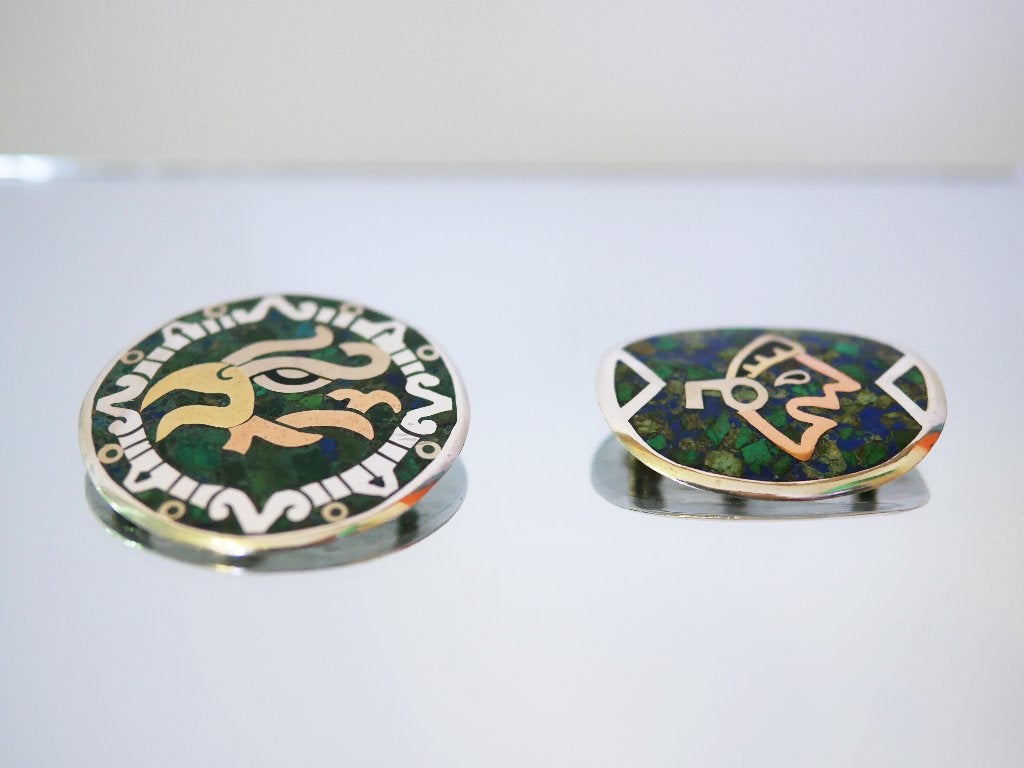 Twee vintage Mexicaanse sieraden "Metales" Silveren Taxco, Sieraden, Tassen en Uiterlijk, Antieke sieraden, Verzenden, Zilver