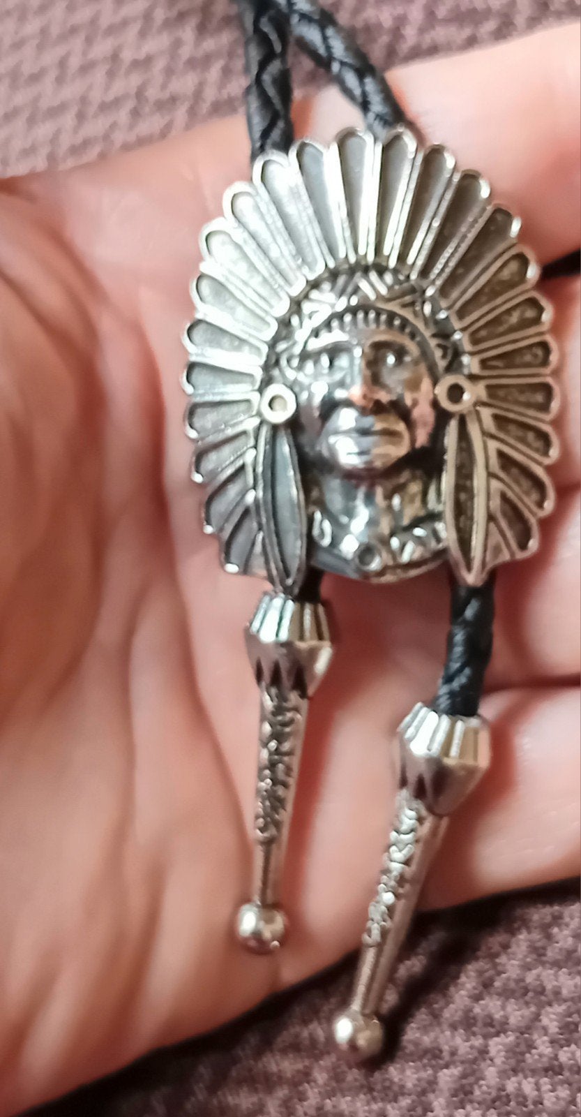 Bolo Tie met Indianenhoofd - Vintage Stijl, Ophalen of Verzenden, Zo goed als nieuw