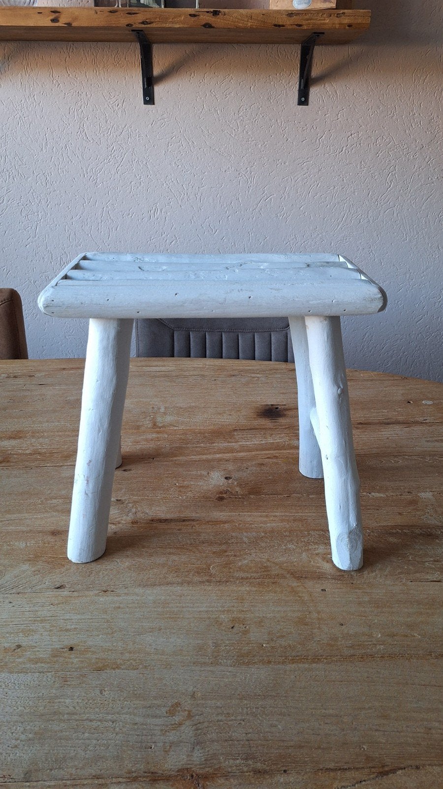 Decoratief krukje wit - 35x32x24 cm, Ophalen, Gebruikt, Hout