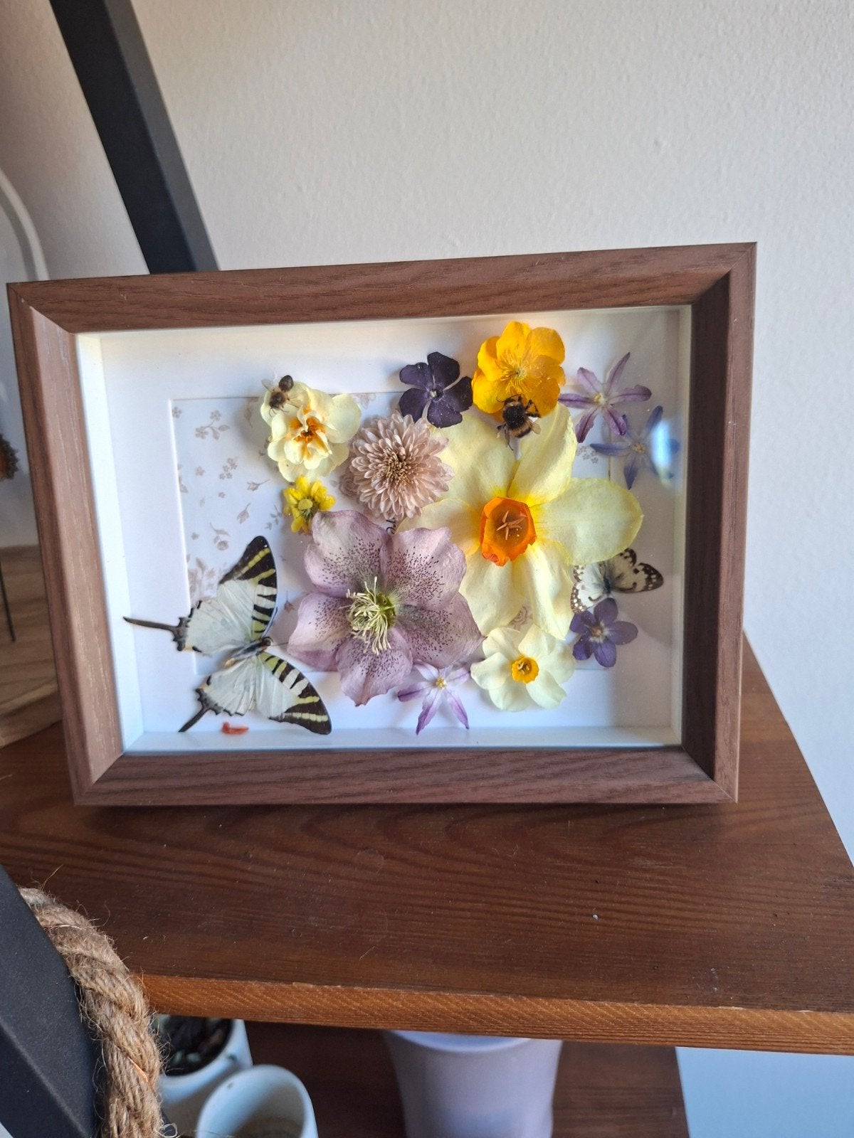 Ingelijste Droogbloemen en Vlinders - Unieke Decoratie, Minder dan 50 cm, Ophalen of Verzenden, Zo goed als nieuw, Minder dan 50 cm