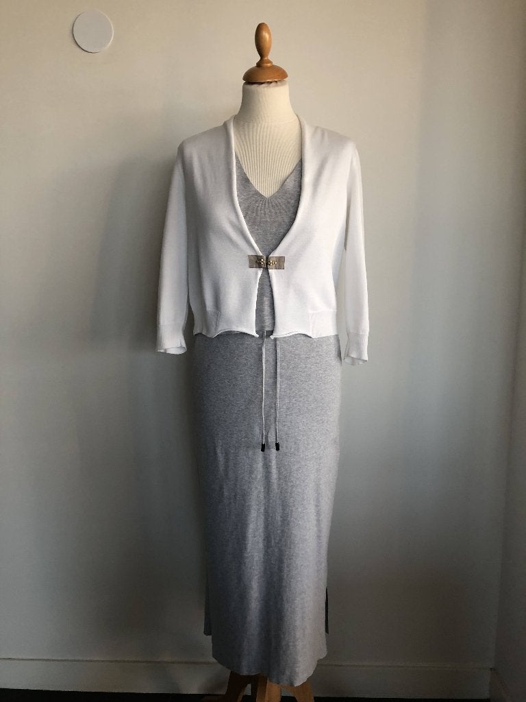 PESERICO set, rok, top en vest, maat 36/38, Maat 38/40 (M), Verzenden, Grijs, Gedragen