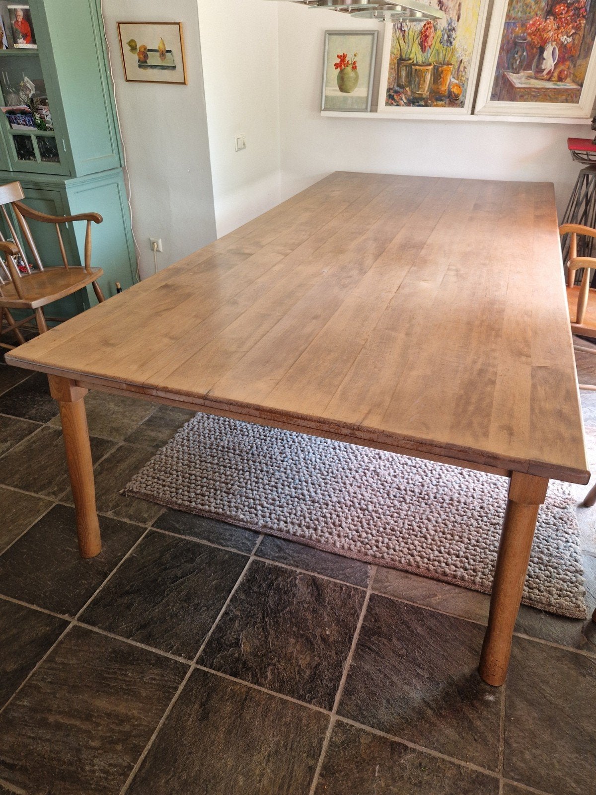 Zware eikenhouten raadszaal/eettafel 300x140cm uit Oirschot, Ophalen, Gebruikt, 100 tot 150 cm, Eikenhout