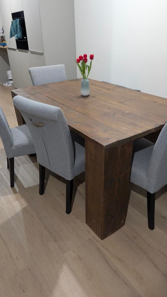 Massieve houten eettafel 180x100 met bijpassend bankje, Ophalen, Gebruikt, 200 cm of meer, 50 tot 100 cm