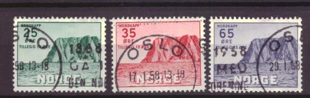 Noorwegen 408 t/m 410 Gestempeld! (1957), Ophalen of Verzenden, Noorwegen, Gestempeld