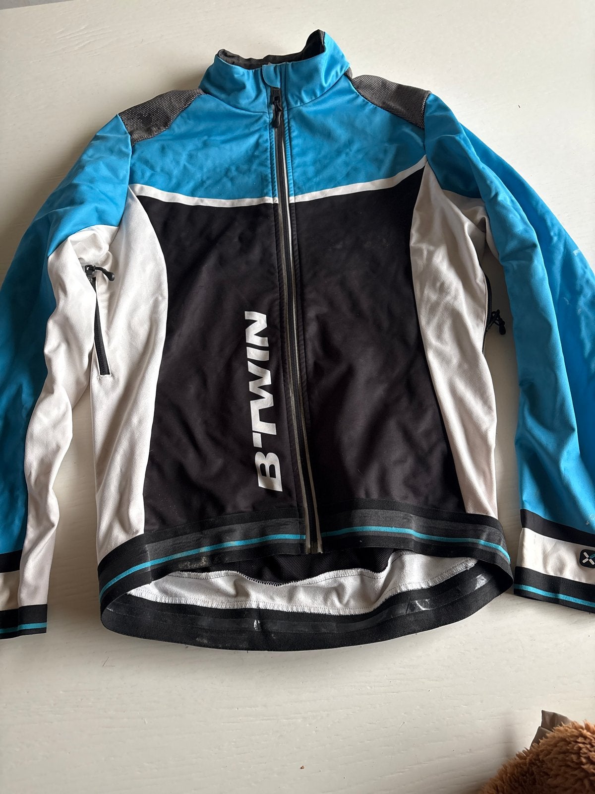 B'Twin Fietsjack - Blauw, Zwart, Wit, Gebruikt, Heren, Overige maten, Ophalen of Verzenden