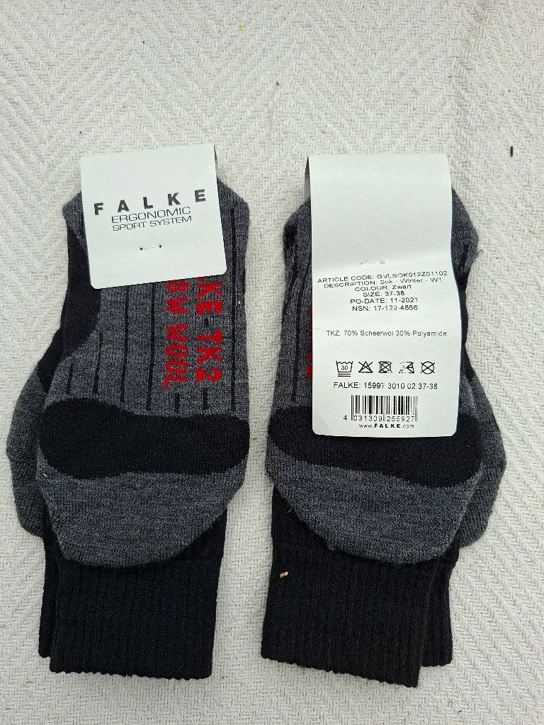 2 Paar Falke TK2, maat 37-38 Wandelsokken, Sokken en Kniesokken, Zwart, Maat 35 t/m 38, Nieuw