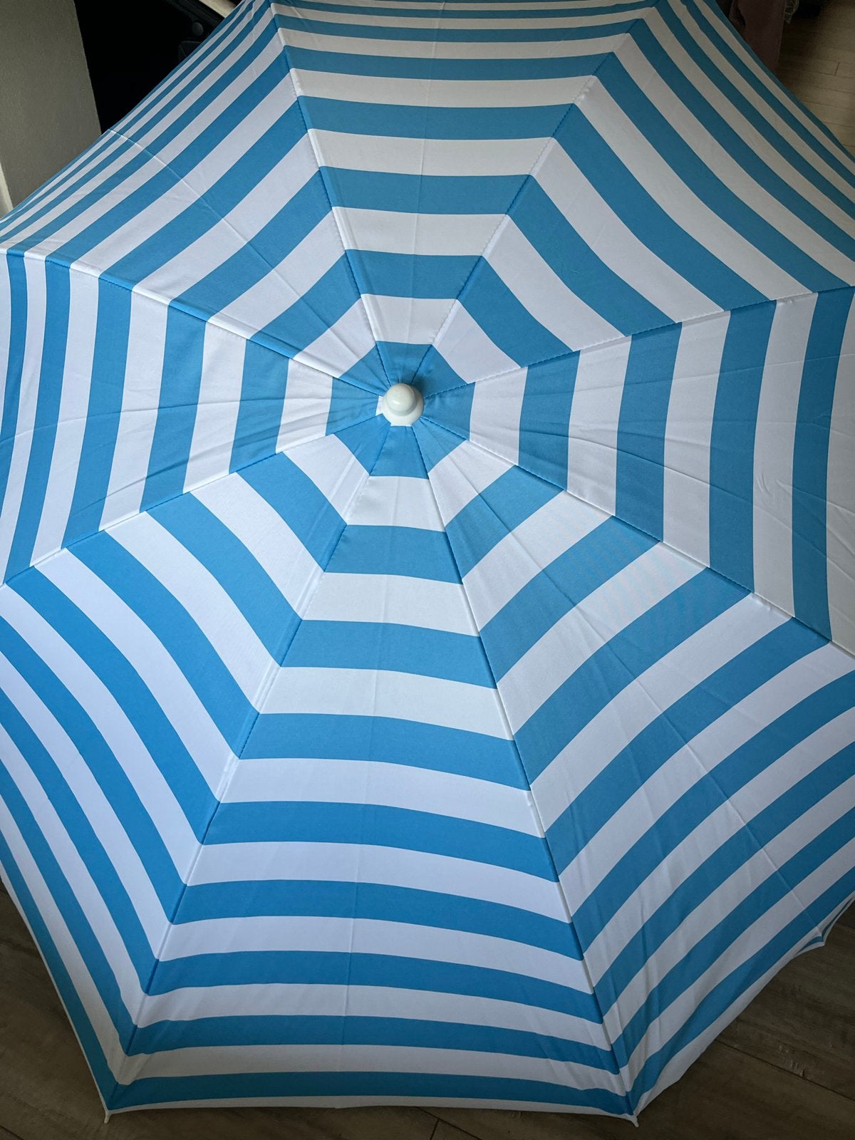 Blauw-wit gestreepte parasol 200 cm, Ophalen of Verzenden, Nieuw