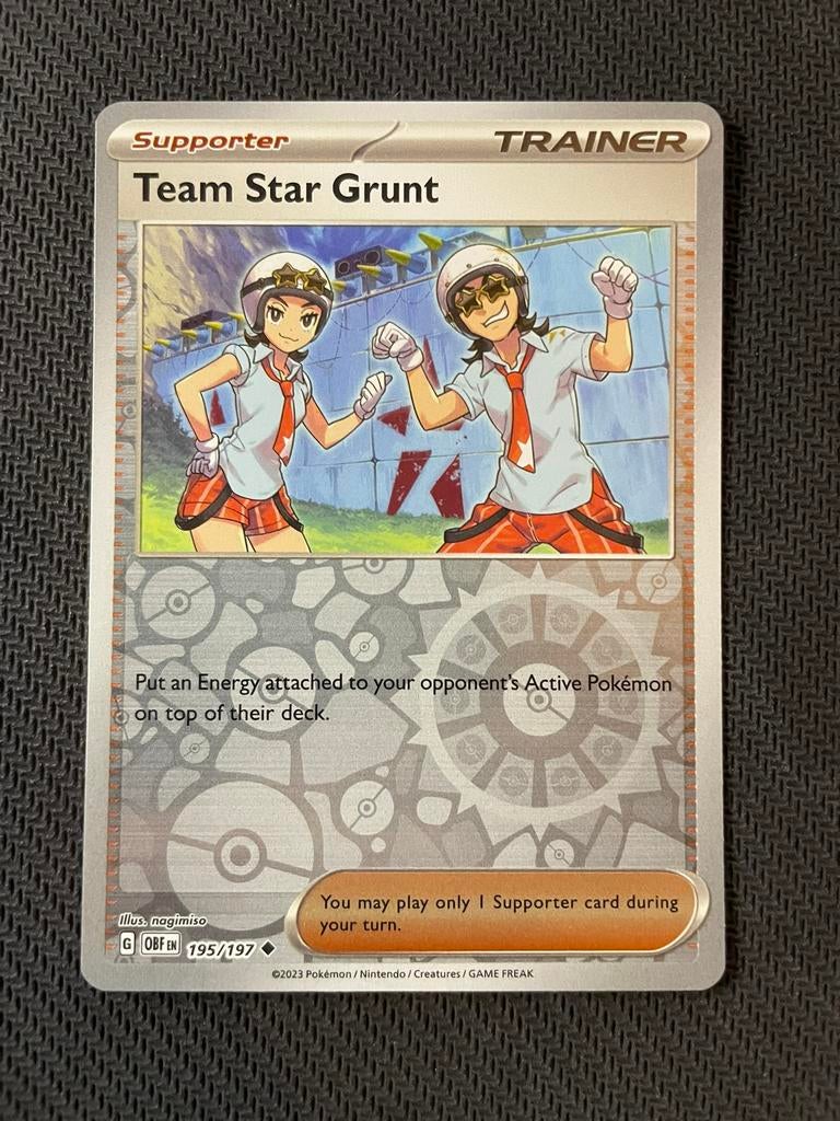 Team Star Grunt 195/197 Reverse Holo Obsidian Flames, Ophalen of Verzenden, Zo goed als nieuw