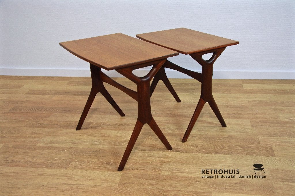 Set Deense bijzettafels Andersen vintage teak 1960s, Minder dan 55 cm, Gebruikt, Rechthoekig, Ophalen