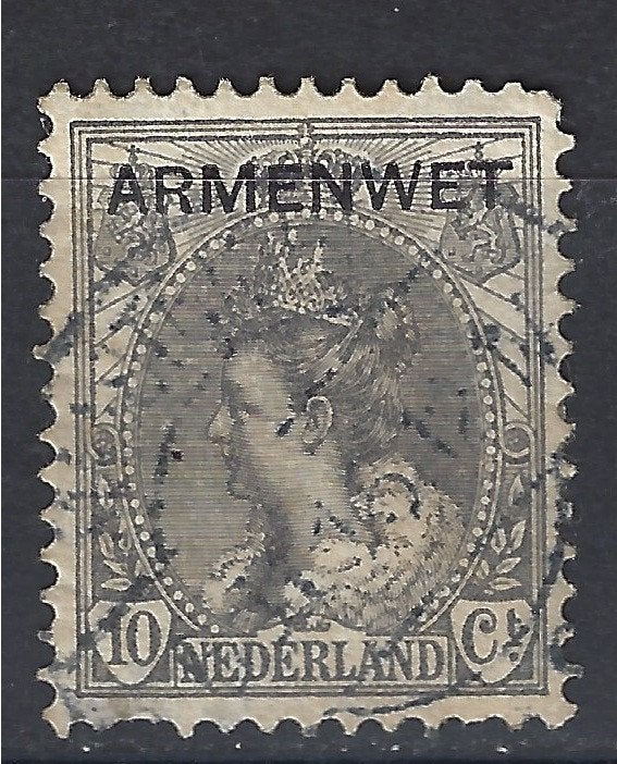 Nederland armenwet 7 geb 1913 ;  Dienstzegels voor 10% CW, Ophalen of Verzenden, T/m 1940, Gestempeld