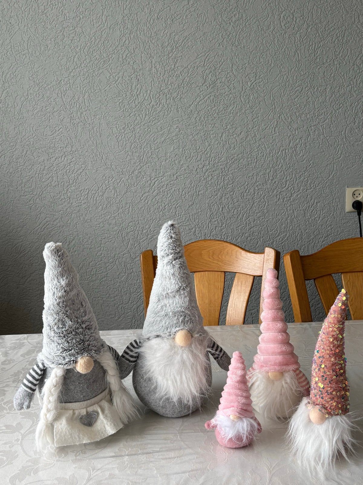 Leuke set van 5 kerstkabouters/gnomes, Meerkleurig, Overige stijlen, Ophalen of Verzenden, Zo goed als nieuw