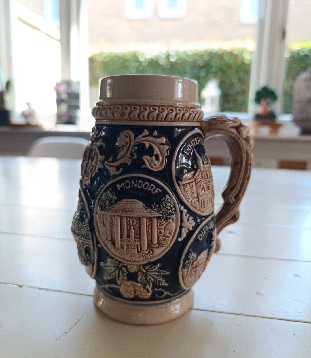 Vintage Keramische Bierpul - Luxemburg Reliëf Design, Ophalen of Verzenden