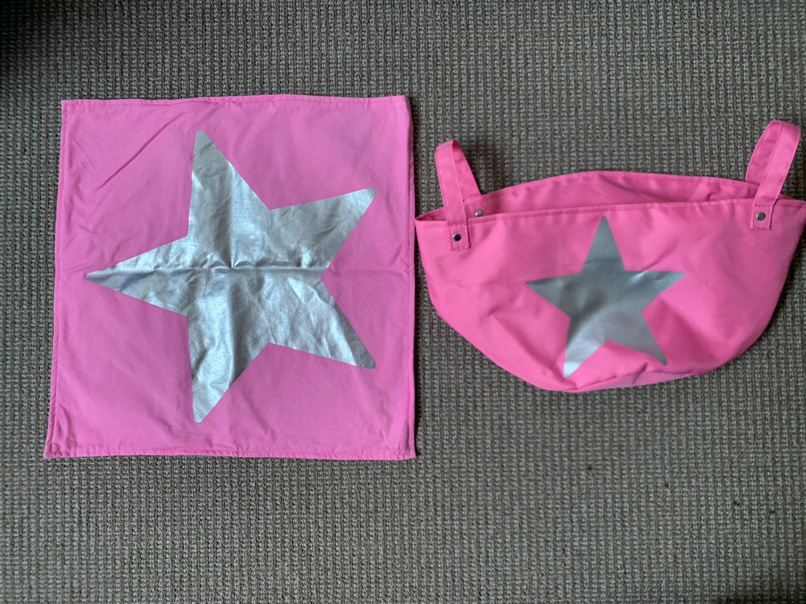 Roze stoffen mand + kussenhoes zgan, Overige merken, Ophalen of Verzenden, Zo goed als nieuw, Wasbaar