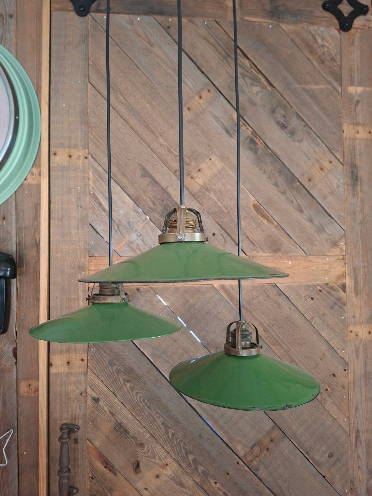 Groen emaille franse schotel lampen, Ophalen of Verzenden