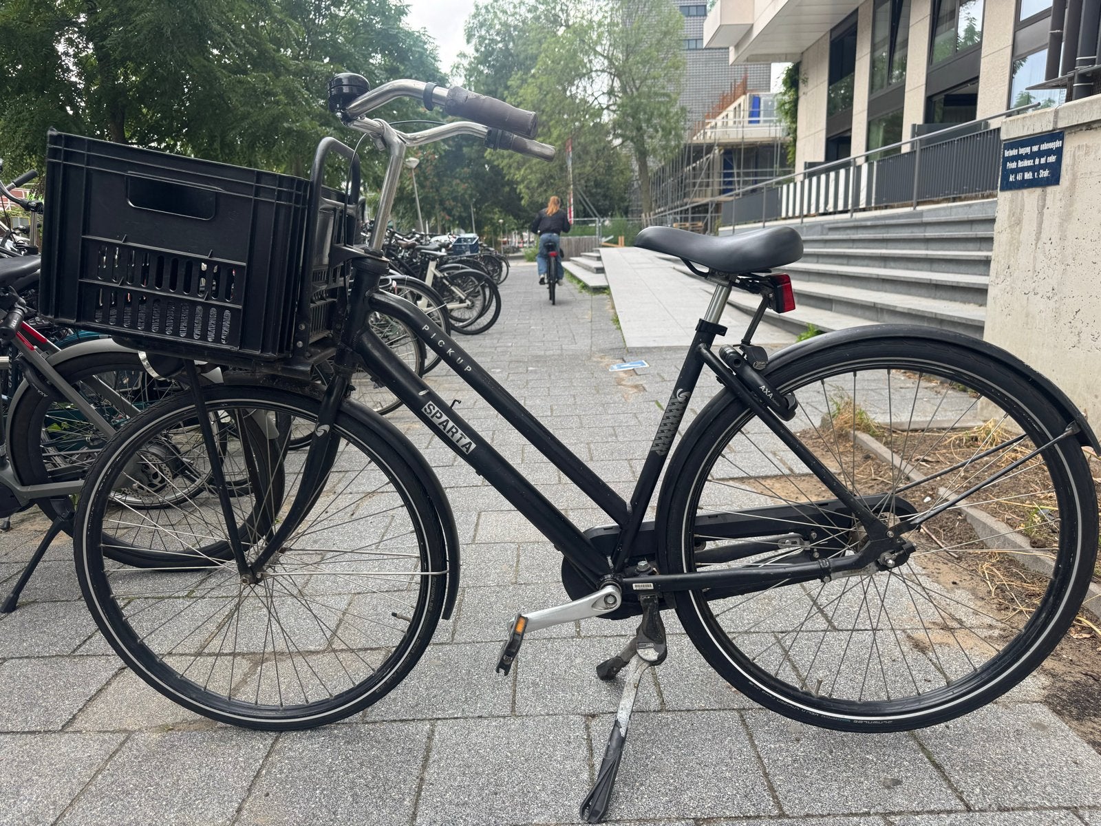 Sparta Pickup damesfiets met krat, Ophalen, Terugtraprem, Sparta, 53 tot 56 cm