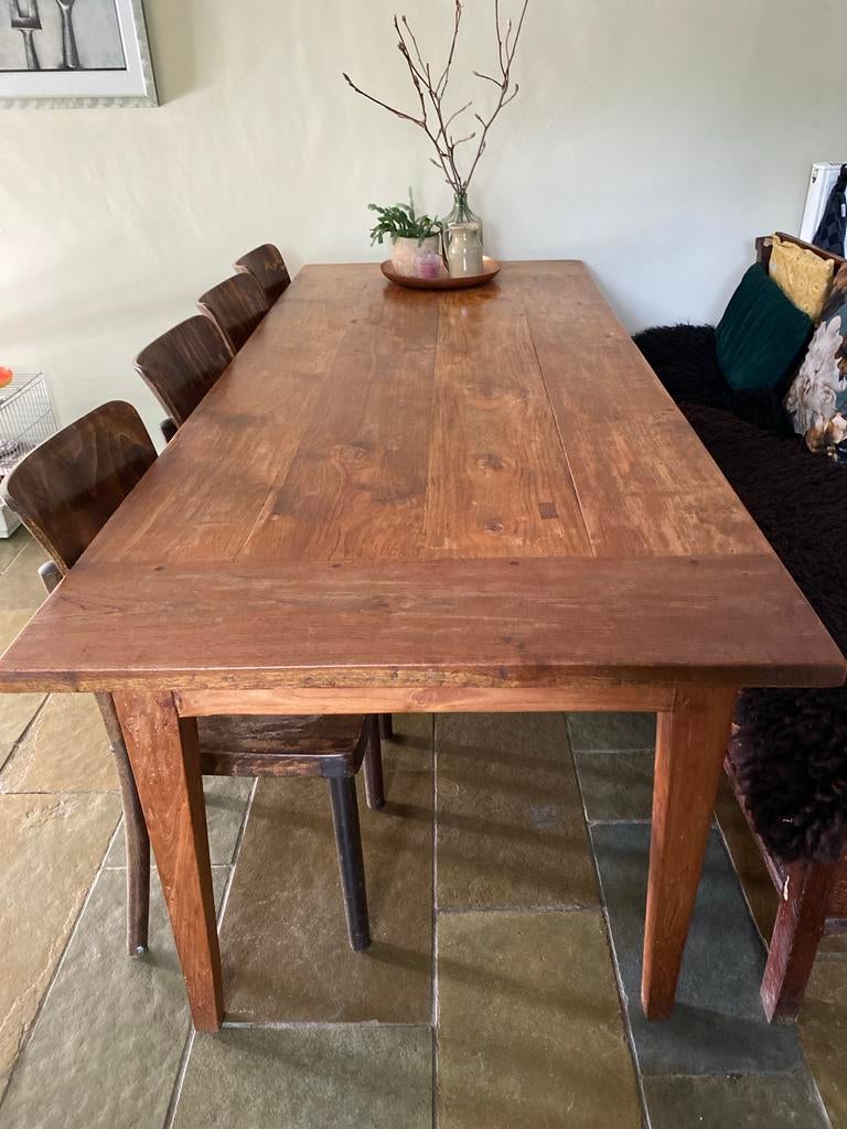 Robuuste houten eettafel - Perfect voor gezellige diners, Ophalen, Gebruikt, 200 cm of meer, 50 tot 100 cm