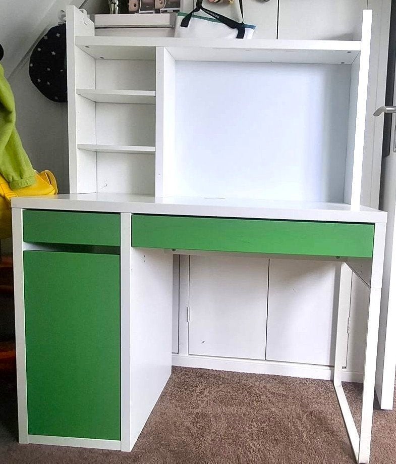 Kinder bureau Ikea Micke 105x50 cm wit-groen, 105 cm, Gebruikt, 50 cm, IKEA