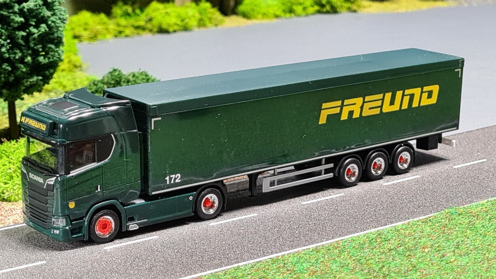 181 Herpa 1:87 Freund Scania S Walkingfloortrailer, Ophalen of Verzenden, Nieuw, Bus of Vrachtwagen, Herpa