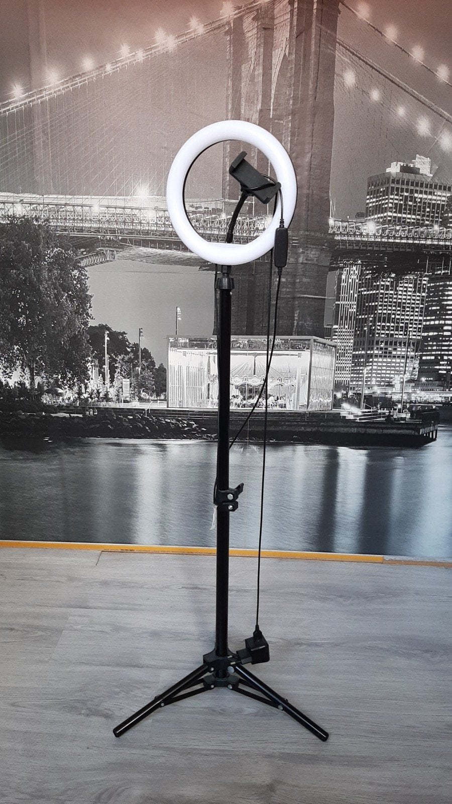 Ringlamp met telefoonhouder en 3 lichtstanden, Ophalen, Zo goed als nieuw