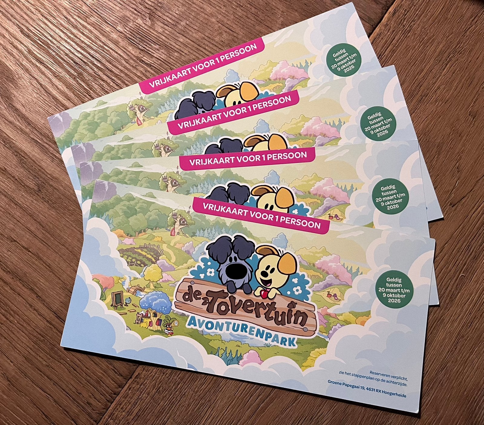 4 tickets Avonturenpark de Tovertuin, Drie personen of meer, Ticket of Toegangskaart