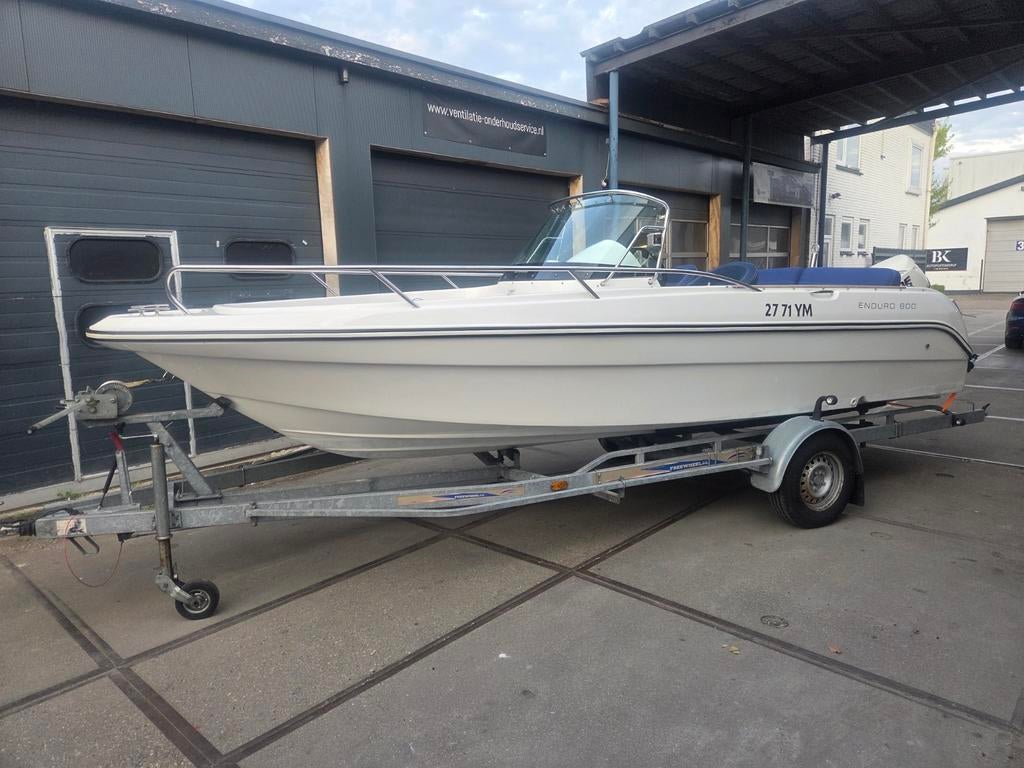 Enduro 600 met krachtige Evinrude 115 PK motor en trailer, Watersport en Boten, Ophalen, Gebruikt