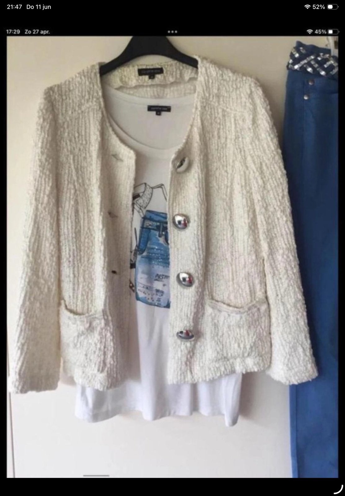 Caroline Biss tshirt met jasje, maat 36, Kleding | Dames, Wit, Ophalen of Verzenden, Zo goed als nieuw, Jasje