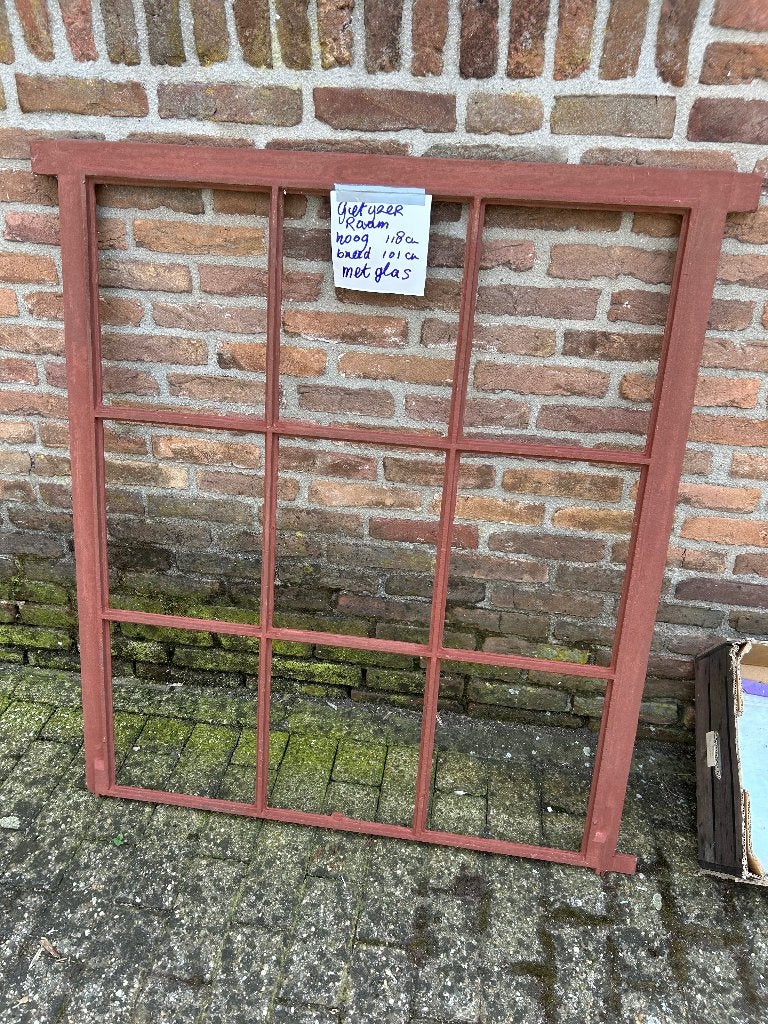 Gietijzeren raam met glas, Ophalen, Gevelraam of Ruit, 80 tot 120 cm, 80 tot 120 cm
