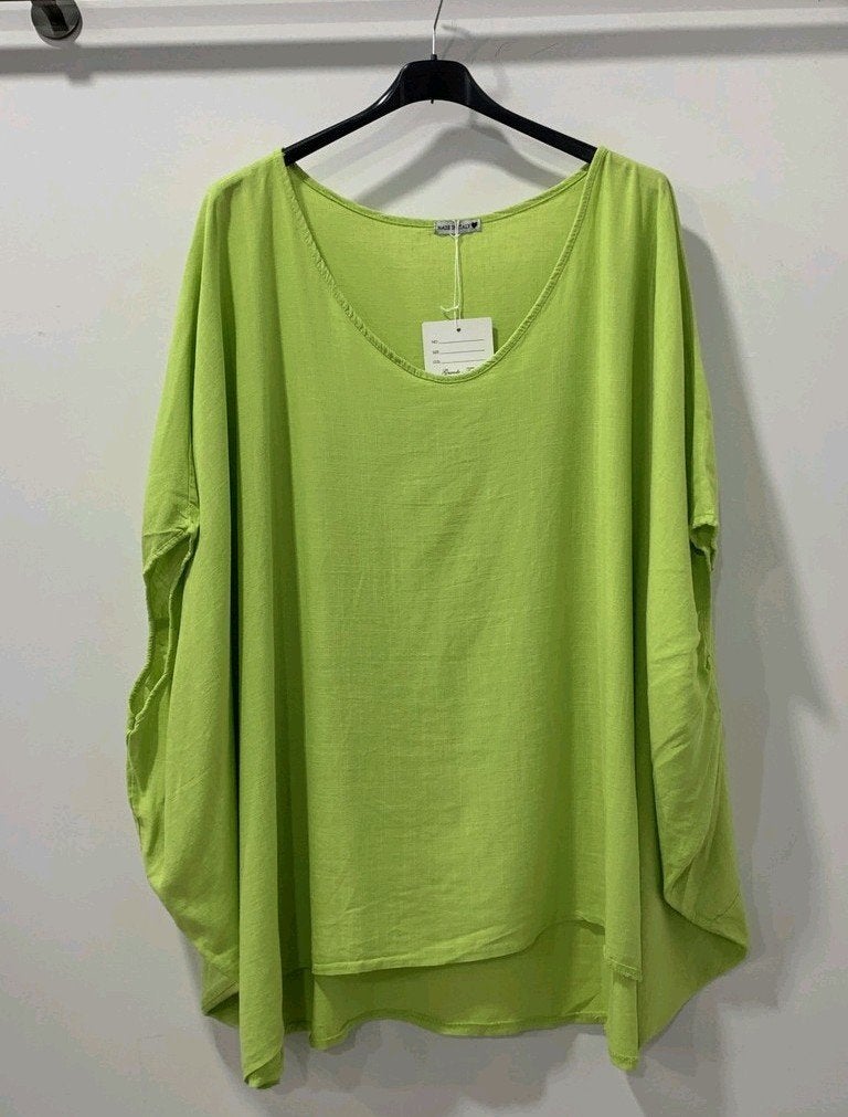 Appelgroen oversized tuniek Made in Italy t/m Maat 58 60, Kleding | Dames, Made in Italy, Blouse of Tuniek, Nieuw, M