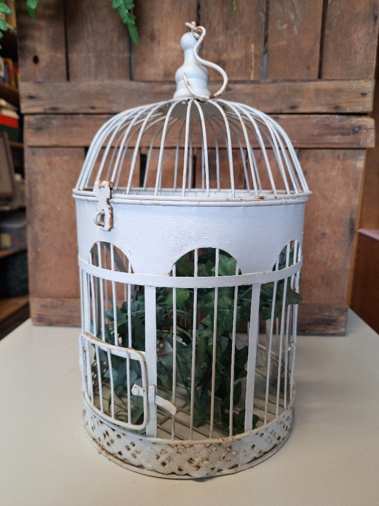 Decoratieve vogelkooi - Wit metaal, Antiek en Kunst, Ophalen