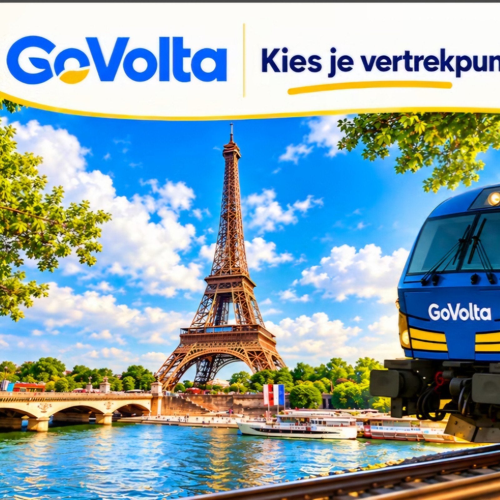 ​2x Retour treintickets Parijs (GoVolta) - Economy Class, Twee personen, Trein, Met bestemming of datum