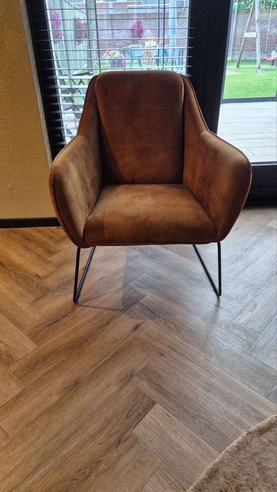Oker gele stoel, gratis ophalen, Modern, Comfortabel, Gebruikt, 75 tot 100 cm, Ophalen of Verzenden