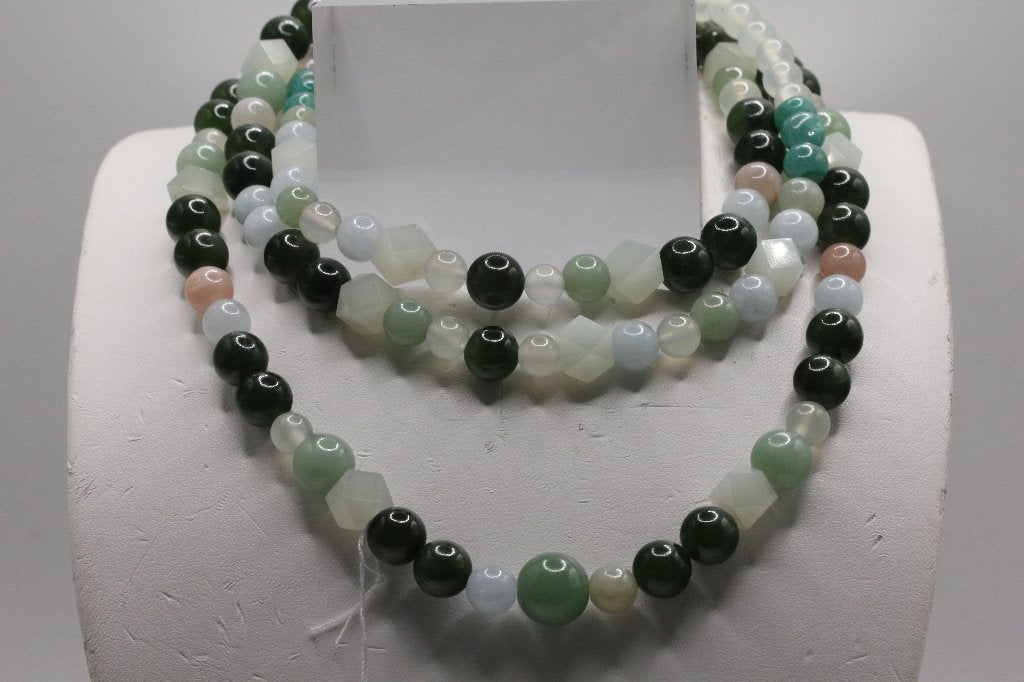 Siberische Jade Kralen Ketting - Diverse Groentinten, Ophalen of Verzenden, Zo goed als nieuw, Steen of Mineraal, Met edelsteen