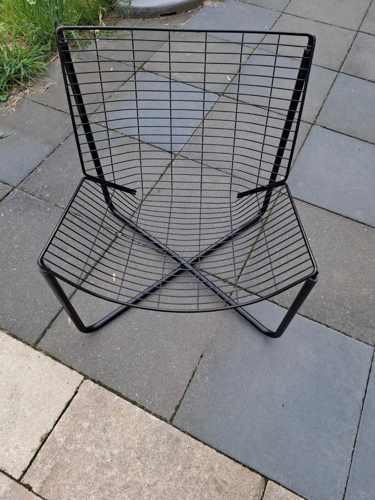 Zwarte metalen draadstoel - vintage Ikea Niels Gammelgaard, Ophalen