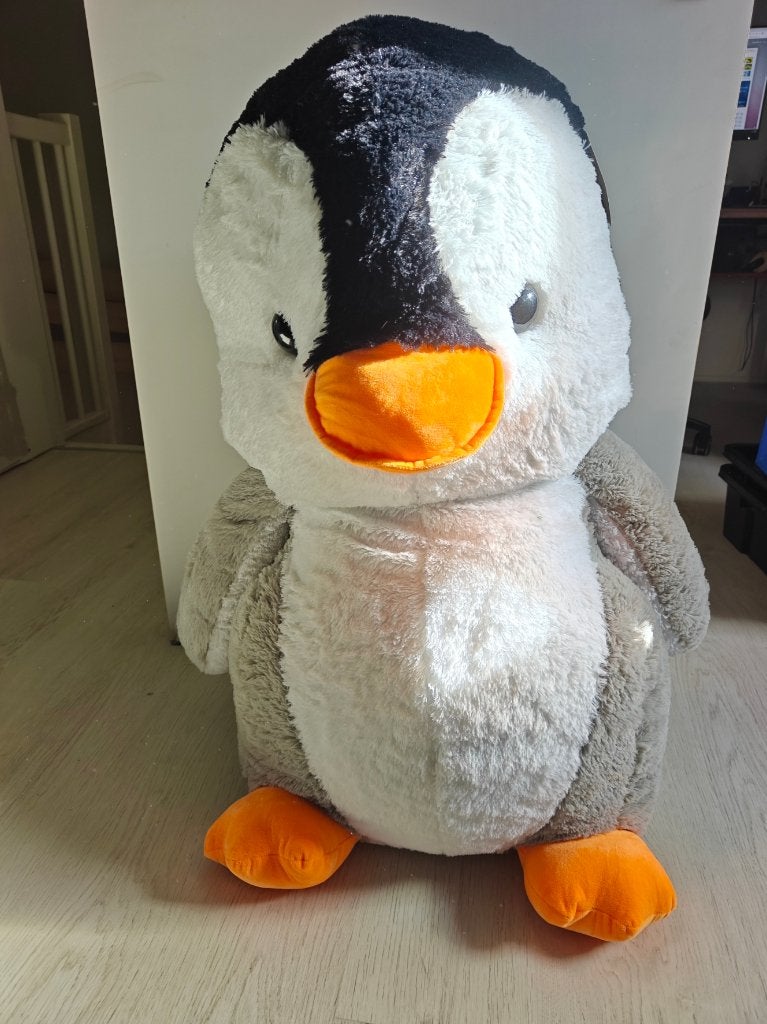 100 cm grote pinguïnpluch met realistische details, Pinguïn, Nieuw, Ophalen of Verzenden, Wit