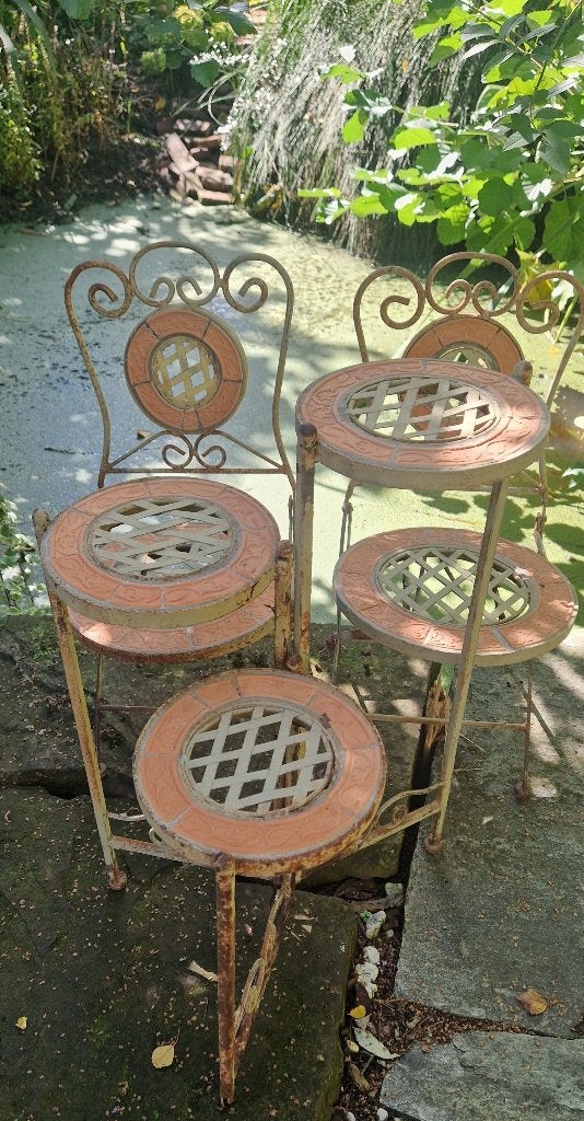 Brocante mini TUINSET voor grote beren - grote poppen 3delig, Antiek en Kunst, Curiosa en Brocante, Ophalen of Verzenden