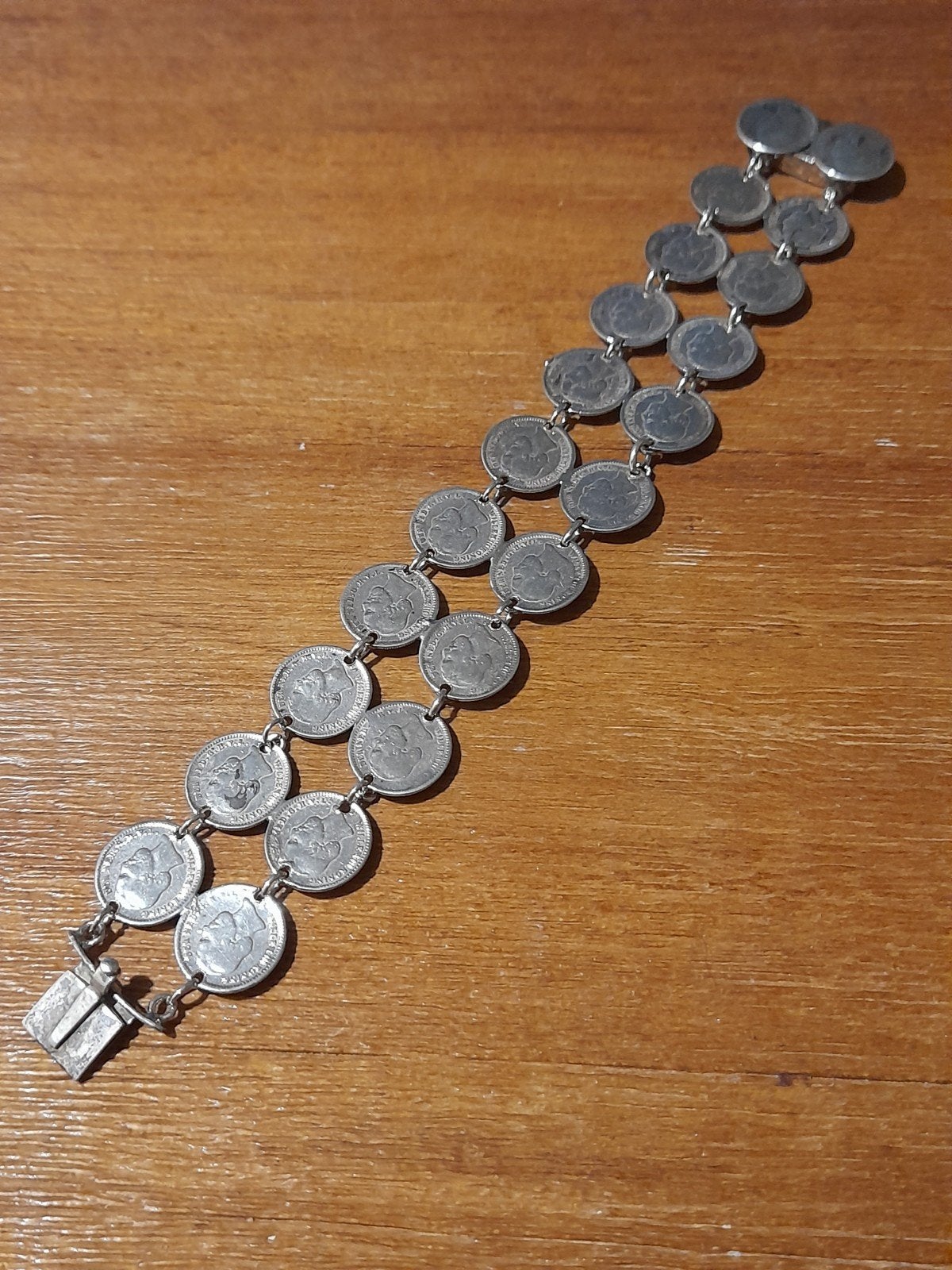 Zilveren armband van 22 Willem 5 cent munten - 18 cm, Verzenden, Gebruikt