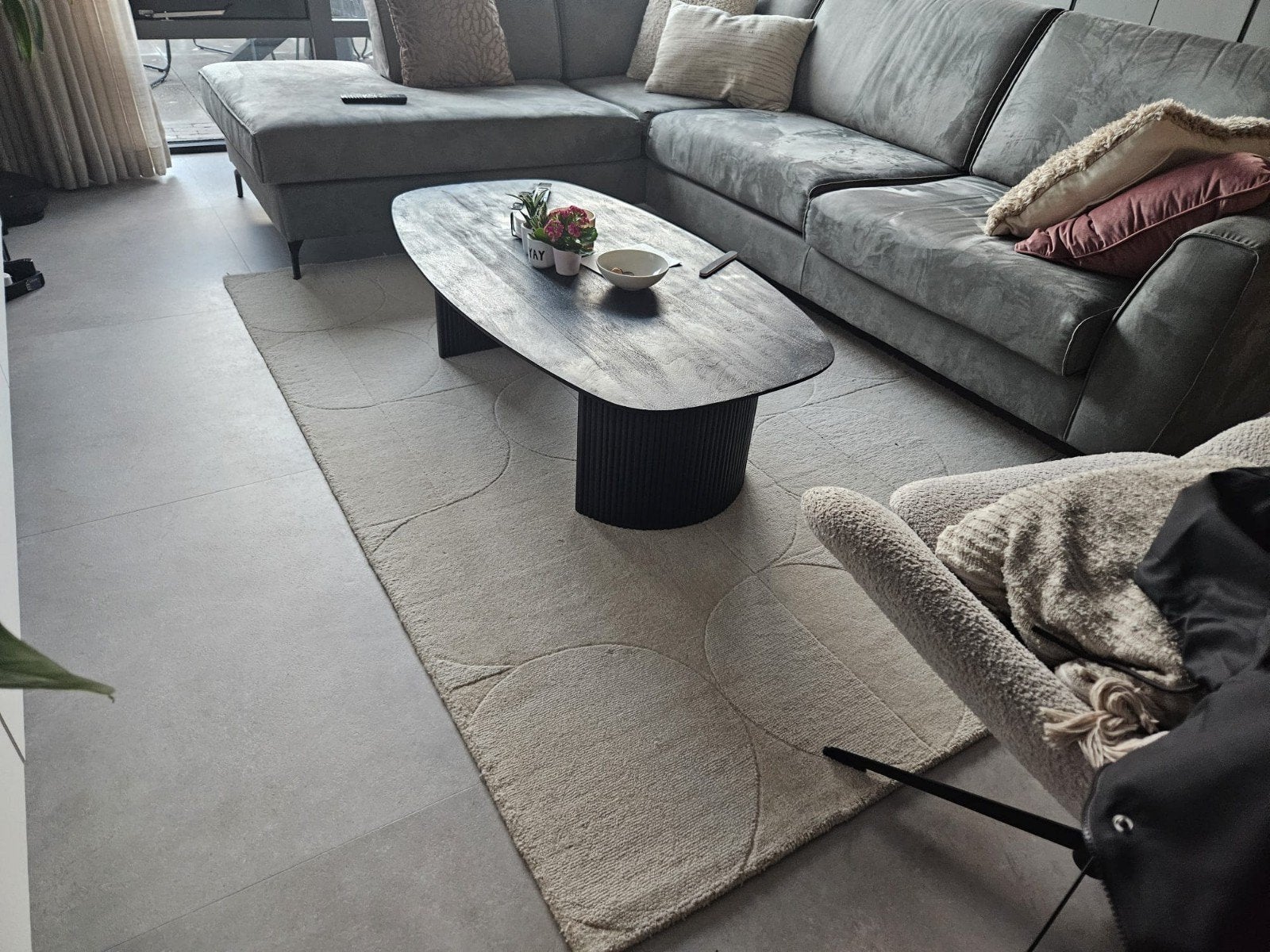 Modern tapijt met geometrisch patroon - 230x160 cm, Ophalen, 150 tot 200 cm, 200 cm of meer, Beige