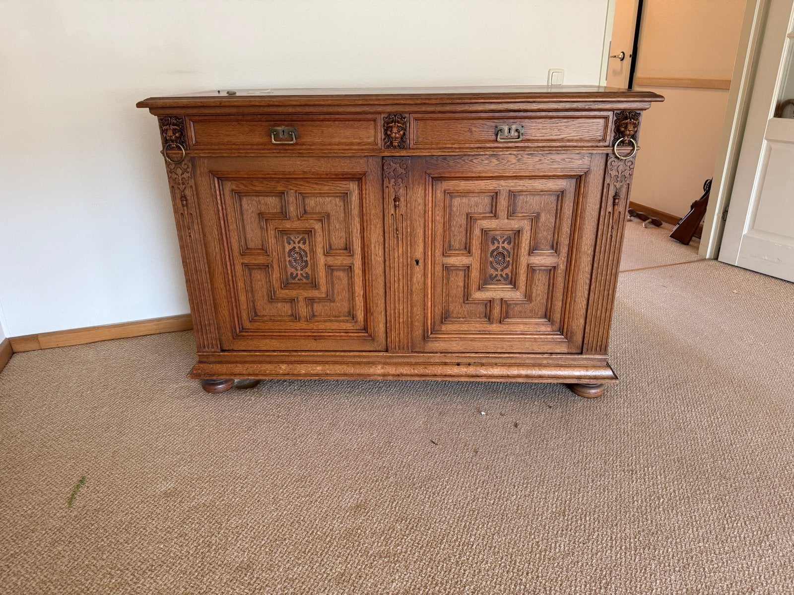 Antiek eiken dressoir met lade en deuren, Ophalen