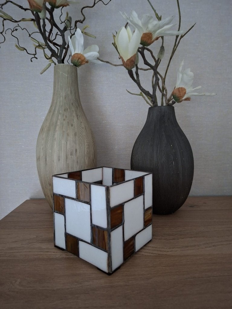 Windlicht Tiffany Mondriaan, Tiffany Style, Nieuw, Handgemaakt, Design