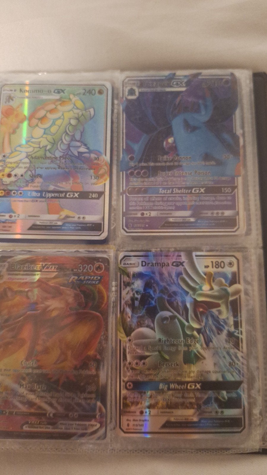 Pokémon kaarten: Kommo-o GX, Drampa GX, Blaziken VMAX, Ophalen of Verzenden, Zo goed als nieuw, Meerdere kaarten