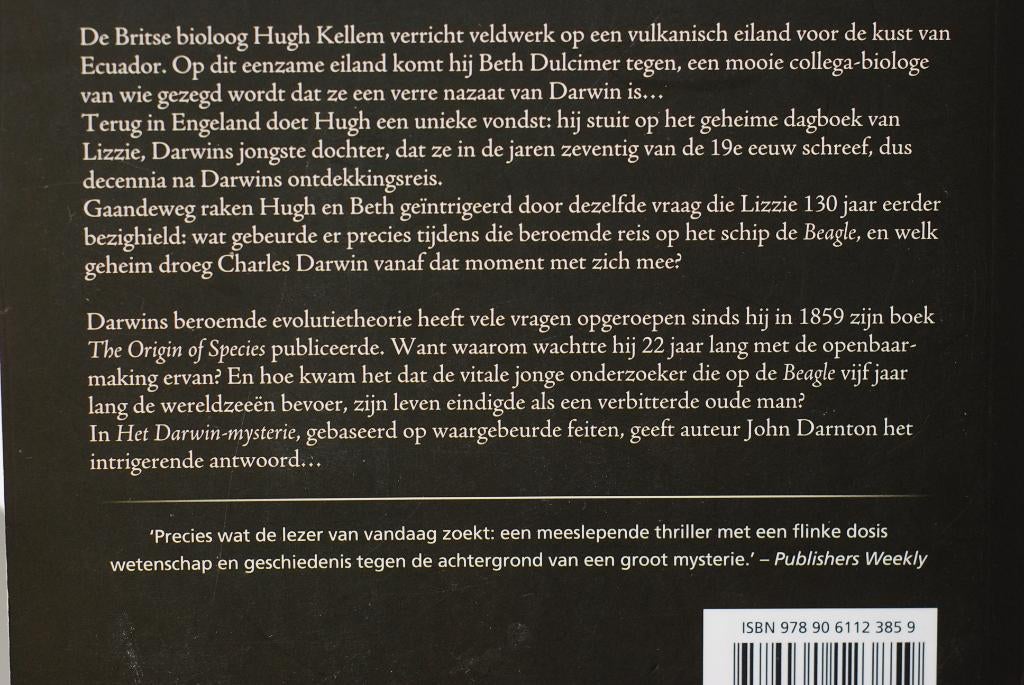 Het Darwin-mysterie - John Darnton (2007), Boeken, Verzenden, Zo goed als nieuw, Amerika