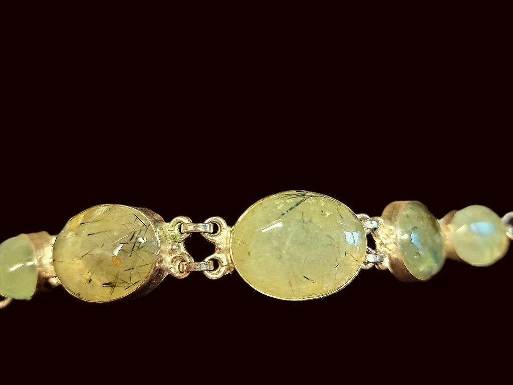 Schitterende zilveren armband met prehniet, Verzenden, Nieuw, Met edelsteen, Groen