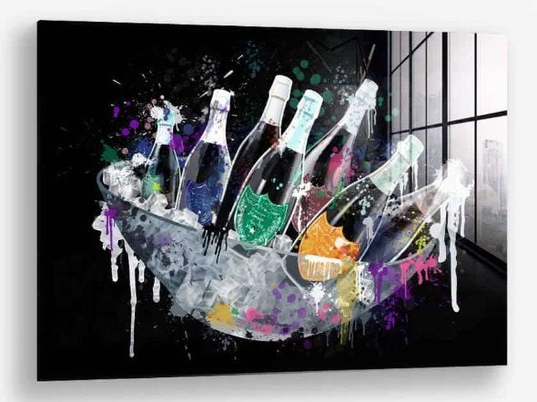 VIP Bottles glasschilderij 100x150 - Gehard glas, Ophangklaar, Stilleven, Glas, Ophalen of Verzenden
